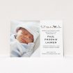 A baptism invitation design named "From the Farmyard". It is an A6 invite card in a landscape orientation. It is a photographic baptism invitation with room for 1 photo. "From the Farmyard" is available as a flat invite card, with tones of white and pink.