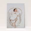 A baptism invitation design named "Maddox Street". It is an A5 invite card in a portrait orientation. It is a photographic baptism invitation with room for 1 photo. "Maddox Street" is available as a flat invite card.