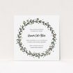 A baptism invitation design called "Modern Watercolours". It is a square (148mm x 148mm) invite card in a square orientation. "Modern Watercolours" is available as a flat invite card, with tones of light green and orange.