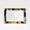 A baptism invitation design titled "Night-time Botanica". It is an A5 invite card in a landscape orientation. "Night-time Botanica" is available as a flat invite card, with tones of black, dark gold and orange.
