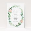 A change of address card named "Classic Floral". It is an A6 card in a portrait orientation. "Classic Floral" is available as a flat card, with tones of white, light green and pink.