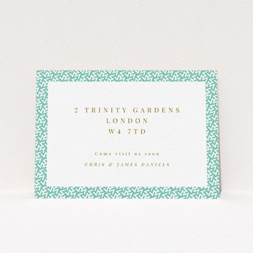 Change Of Address Card Design - "In your own way" A change of address card design named "In your own way". It is an A6 card in a landscape orientation. "In your own way" is available as a flat card, with tones of green and white.