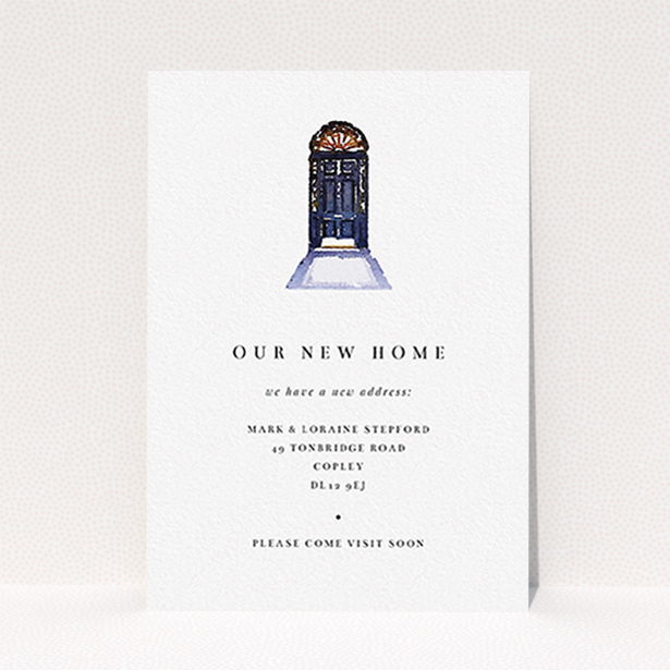 A change of address card design titled "Just a quick note...". It is an A6 card in a portrait orientation. "Just a quick note..." is available as a flat card, with mainly white colouring.