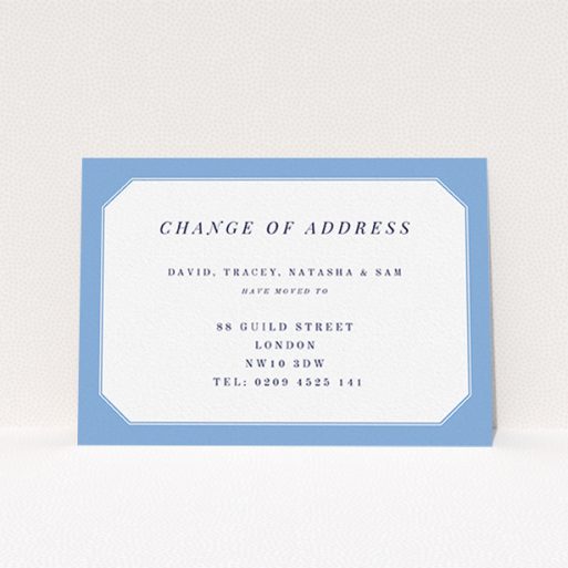 Change Of Address Card Design - "My Front Door" A change of address card called "My Front Door". It is an A6 card in a landscape orientation. "My Front Door" is available as a flat card, with tones of blue and white.