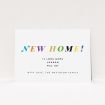 A change of address card called "Rainbow Home". It is an A6 card in a landscape orientation. "Rainbow Home" is available as a flat card, with tones of white and green.