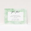 A change of address card design named "Rustic Greens". It is an A6 card in a landscape orientation. "Rustic Greens" is available as a flat card, with tones of green and white.
