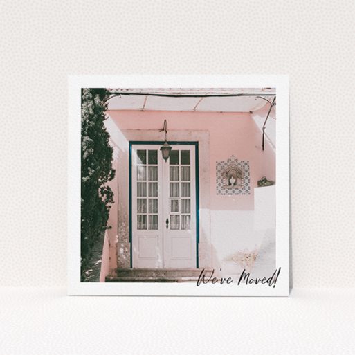 Change Of Address Card Design - "Single Photo Framed" A change of address card design called "Single Photo Framed". It is a square (148mm x 148mm) card in a square orientation. It is a photographic change of address card with room for 1 photo. "Single Photo Framed" is available as a flat card, with tones of white and black.