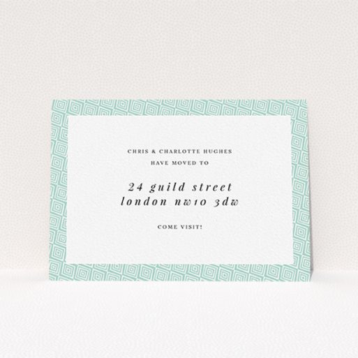 Change Of Address Card Design - "The garden calls" A change of address card named "The garden calls". It is an A6 card in a landscape orientation. "The garden calls" is available as a flat card, with tones of green and white.