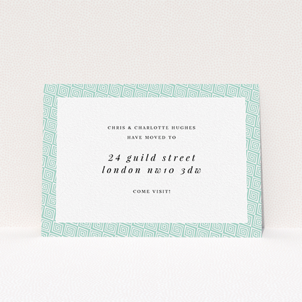 A change of address card named "The garden calls". It is an A6 card in a landscape orientation. "The garden calls" is available as a flat card, with tones of green and white.
