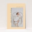 A christening invitation called "Old Orange". It is an A5 invite in a portrait orientation. It is a photographic christening invitation with room for 1 photo. "Old Orange" is available as a flat invite, with mainly pale orange colouring.