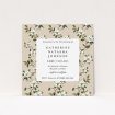 A christening invite called "Garden Wall". It is a square (148mm x 148mm) invite in a square orientation. "Garden Wall" is available as a flat invite, with tones of cream, green and white.