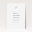 A christening invite design called "Leaf Simplicity". It is an A5 invite in a portrait orientation. "Leaf Simplicity" is available as a flat invite, with tones of white and grey.