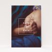 A christening invite design called "Say Hello". It is an A5 invite in a portrait orientation. It is a photographic christening invite with room for 1 photo. "Say Hello" is available as a flat invite, with mainly white colouring.
