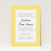 A christening invite design named "Sunny Tradition". It is an A5 invite in a portrait orientation. "Sunny Tradition" is available as a flat invite, with tones of yellow and white.