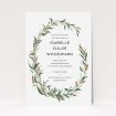 A christening invite design called "Winter Floral". It is an A5 invite in a portrait orientation. "Winter Floral" is available as a flat invite, with tones of faded green, light brown and light green.