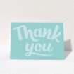 A christening thank you card named "Big Blue Typography". It is an A5 card in a landscape orientation. "Big Blue Typography" is available as a folded card, with mainly blue colouring.