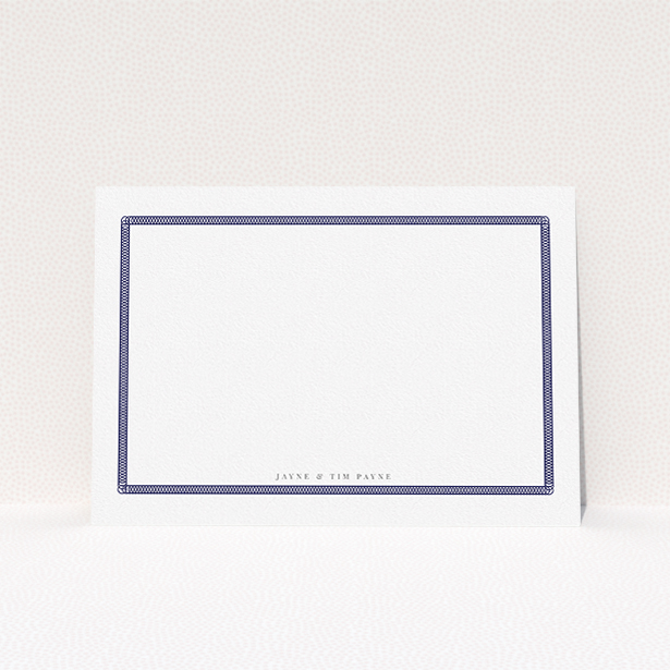 A couples correspondence card named "All the circles". It is an A5 card in a landscape orientation. "All the circles" is available as a flat card, with tones of navy blue and white.