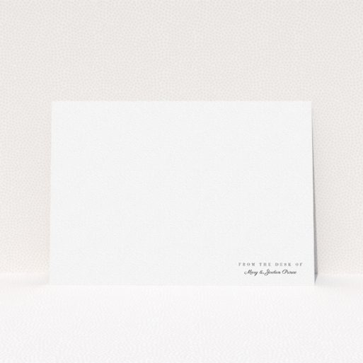 Correspondence Card Design (Couples) - "Down in the corner" A couples correspondence card design named "Down in the corner". It is an A5 card in a landscape orientation. "Down in the corner" is available as a flat card, with mainly white colouring.