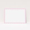 A couples correspondence card design called "Pink Fan Pattern". It is an A5 card in a landscape orientation. "Pink Fan Pattern" is available as a flat card, with tones of pink and white.