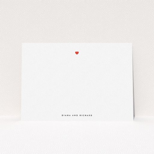 Correspondence Card Design (Couples) - "Wonderful heart" A couples correspondence card template titled "Wonderful heart". It is an A5 card in a landscape orientation. "Wonderful heart" is available as a flat card, with tones of white and red.