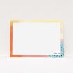 A couples custom writing stationery design titled "Abstract Pastel". It is an A5 card in a landscape orientation. "Abstract Pastel" is available as a flat card, with tones of orange, red and yellow.