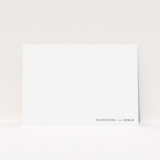 Custom Writing Stationery Design (Couples) - "Hollywood" A couples custom writing stationery design called "Hollywood". It is an A5 card in a landscape orientation. "Hollywood" is available as a flat card, with mainly white colouring.