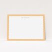 A couples custom writing stationery design called "Hounds Tooth Orange". It is an A5 card in a landscape orientation. "Hounds Tooth Orange" is available as a flat card, with tones of orange and white.