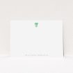 A couples custom writing stationery named "Impossible elephant". It is an A5 card in a landscape orientation. "Impossible elephant" is available as a flat card, with tones of white and green.