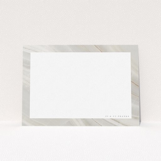 Custom Writing Stationery Design (Couples) - "Swells of marble" A couples custom writing stationery called "Swells of marble". It is an A5 card in a landscape orientation. "Swells of marble" is available as a flat card, with tones of grey and white.