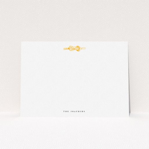 Custom Writing Stationery Design (Couples) - "Tie the knot" A couples custom writing stationery design called "Tie the knot". It is an A5 card in a landscape orientation. "Tie the knot" is available as a flat card, with tones of white and orange.