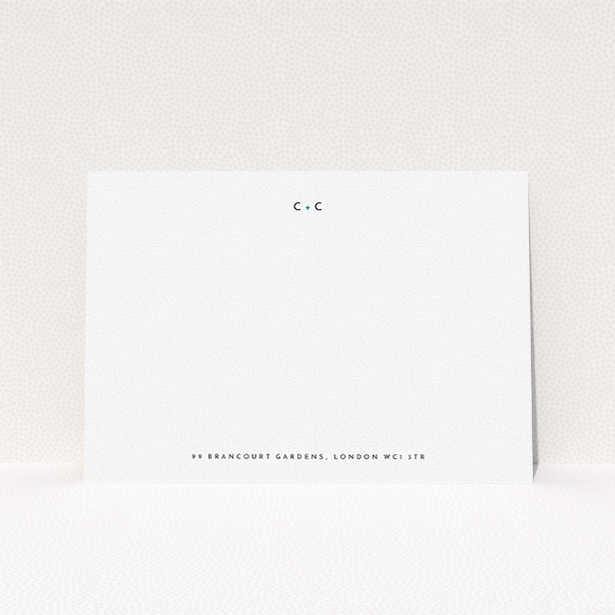 A couples custom writing stationery named "You and me and where we live". It is an A5 card in a landscape orientation. "You and me and where we live" is available as a flat card, with tones of white and blue.