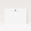 A couples personalised note card design titled "A bunch of berries". It is an A5 card in a landscape orientation. "A bunch of berries" is available as a flat card, with tones of white and green.