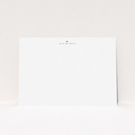 Personalised Note Card Design (Couples) - "Better together" A couples personalised note card named "Better together". It is an A5 card in a landscape orientation. "Better together" is available as a flat card, with tones of white and purple.