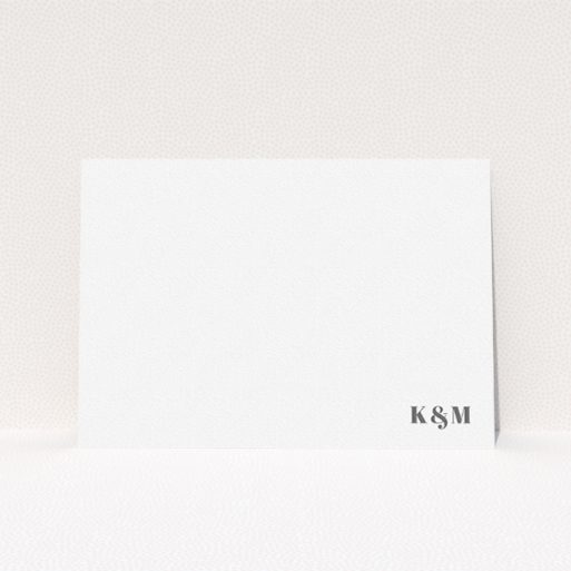 Personalised Note Card Design (Couples) - "Just the initials" A couples personalised note card named "Just the initials". It is an A5 card in a landscape orientation. "Just the initials" is available as a flat card, with mainly white colouring.