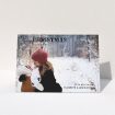 A custom christmas card design titled "Christmas Corners". It is an A5 card in a landscape orientation. It is a photographic custom christmas card with room for 1 photo. "Christmas Corners" is available as a folded card, with mainly black colouring.