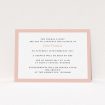 A funeral invite design named "Broad pink". It is an A6 invite in a landscape orientation. "Broad pink" is available as a flat invite, with tones of pink and white.