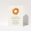 A funeral order of service called "Autumnal circle". It is an A5 booklet in a portrait orientation. "Autumnal circle" is available as a folded booklet booklet, with tones of orange and cream.