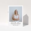 A funeral order of service named "Great Portrait. It is an A5 booklet in a portrait orientation. It is a photographic funeral order of service with room for 1 photo. "Great Portrait" is available as a folded booklet booklet, with splashes of white.