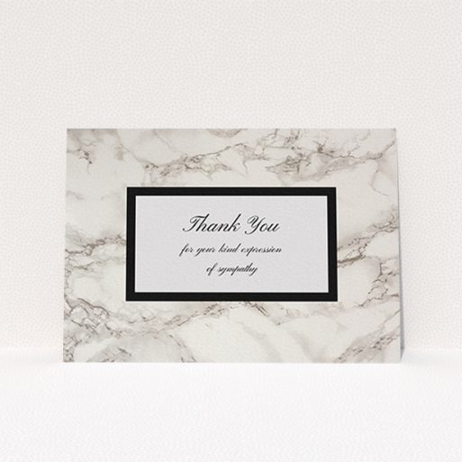 Funeral Thank You Card Design - "Supported by marble" A funeral thank you card design titled "Supported by marble". It is an A6 card in a landscape orientation. "Supported by marble" is available as a flat card, with mainly pinky-grey colouring.