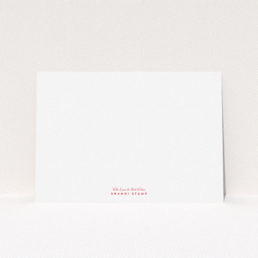 Custom Writing Stationery Design for Women - "Best wishes" A ladies custom writing stationery design named "Best wishes". It is an A5 card in a landscape orientation. "Best wishes" is available as a flat card, with tones of white and red.