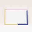 A ladies custom writing stationery design named "Colour Thirds". It is an A5 card in a landscape orientation. "Colour Thirds" is available as a flat card, with tones of white, blue and pink.