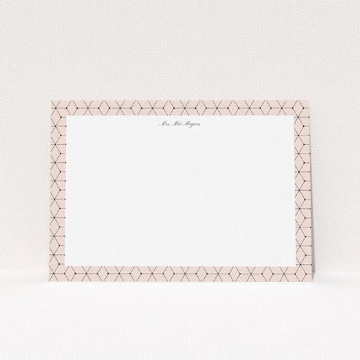Custom Writing Stationery Design for Women - "Connect the dots" A ladies custom writing stationery called "Connect the dots". It is an A5 card in a landscape orientation. "Connect the dots" is available as a flat card, with tones of pink and white.