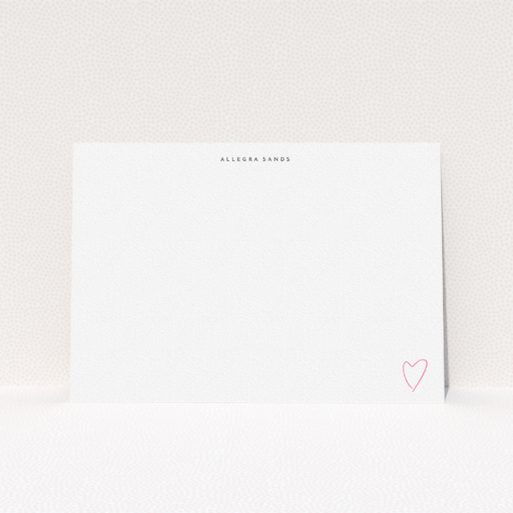 Custom Writing Stationery Design for Women - "From me to you " A ladies custom writing stationery named "From me to you ". It is an A5 card in a landscape orientation. "From me to you " is available as a flat card, with tones of white and pink.