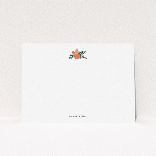 Custom Writing Stationery Design for Women - "Garden ball" A ladies custom writing stationery called "Garden ball". It is an A5 card in a landscape orientation. "Garden ball" is available as a flat card, with tones of white and green.