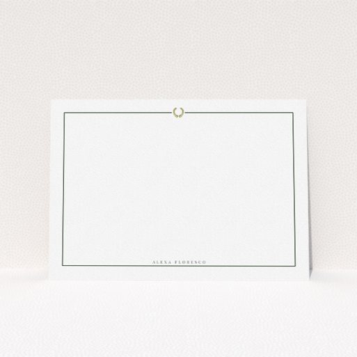 Custom Writing Stationery Design for Women - "Greco" A ladies custom writing stationery template titled "Greco". It is an A5 card in a landscape orientation. "Greco" is available as a flat card, with mainly white colouring.