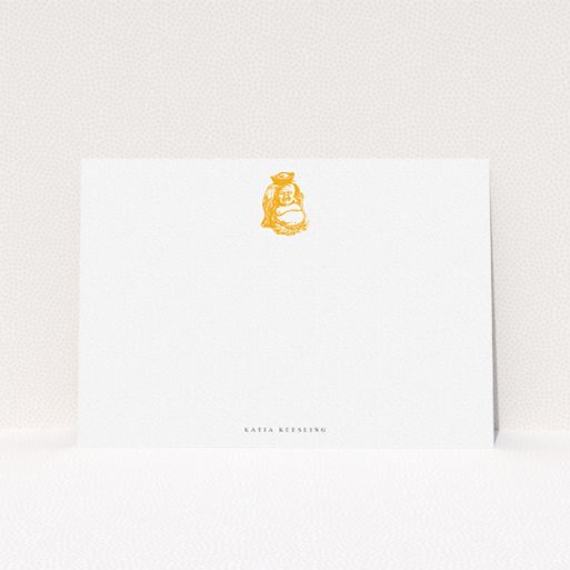 Custom Writing Stationery Design for Women - "Peace within" A ladies custom writing stationery called "Peace within". It is an A5 card in a landscape orientation. "Peace within" is available as a flat card, with tones of white and orange.