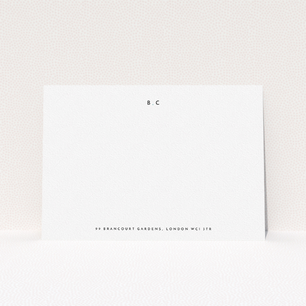 A ladies personalised note card called "Bullet points". It is an A5 card in a landscape orientation. "Bullet points" is available as a flat card, with mainly white colouring.