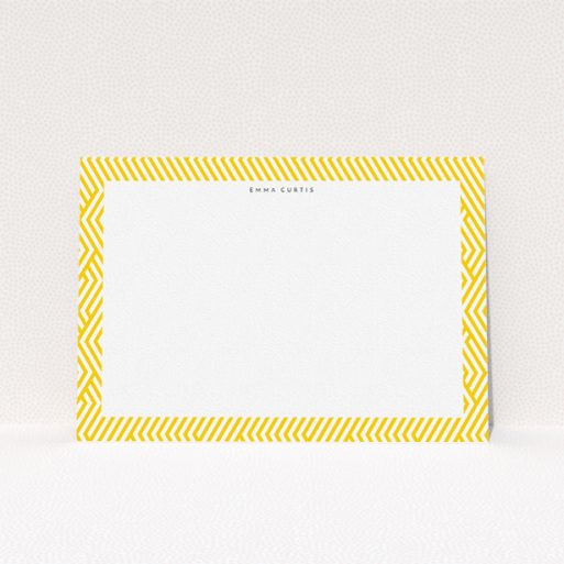 Personalised Note Card Design for Women - "Direction to yellow" A ladies personalised note card design titled "Direction to yellow". It is an A5 card in a landscape orientation. "Direction to yellow" is available as a flat card, with tones of yellow and white.