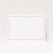 A ladies personalised note card design named "Pink circle border". It is an A5 card in a landscape orientation. "Pink circle border" is available as a flat card, with tones of white and pink.