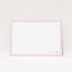 A ladies personalised note card design titled "Pink Fan Pattern". It is an A5 card in a landscape orientation. "Pink Fan Pattern" is available as a flat card, with tones of pink and white.